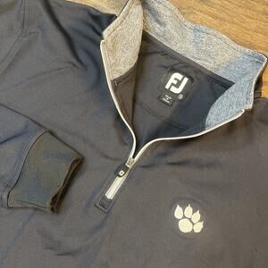 Footjoy Jacket Men’s Small Blk Golf 1/4 Zip Mock Neck Long Sleeve Pullover Logo
